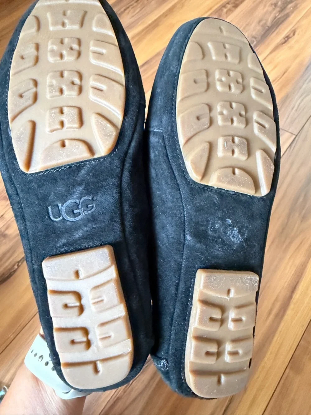 UGG Milana priver Black Suede Bow Loafers - Picture 6 of 9